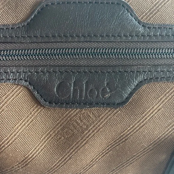 EUC RARE Vintage Chloe Boston Bag. Logo Brown Cloth and Leather (11 x 9) - Picture 7 of 10